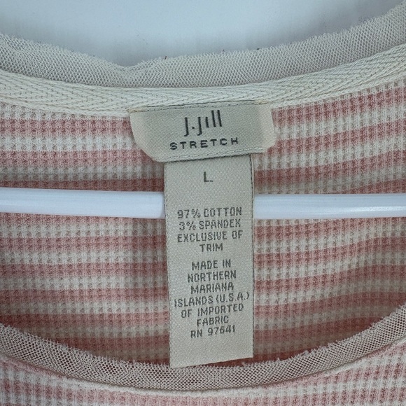 J. Jill Soft Pink and White Striped Long Sleeve Tee - Picture 2 of 8